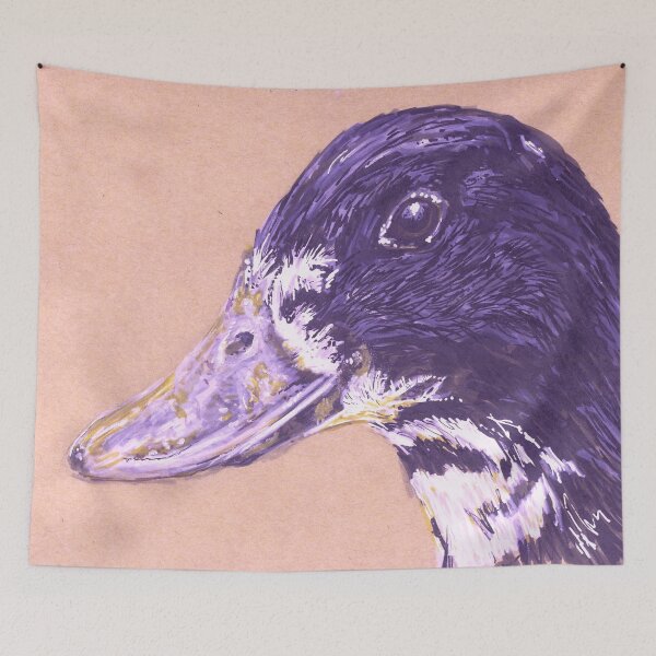 Item preview, Realistic Original Drawing of War Hero Siwash the Black Swedish Duck—Cairina moschata designed and sold by Sheila Singhal.