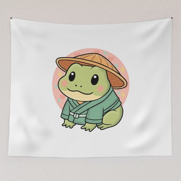 Item preview, Cute Japanese Frog Wearing a Straw Hat | manga | cute kawaii | by Nooby Draw designed and sold by NoobyDraw.