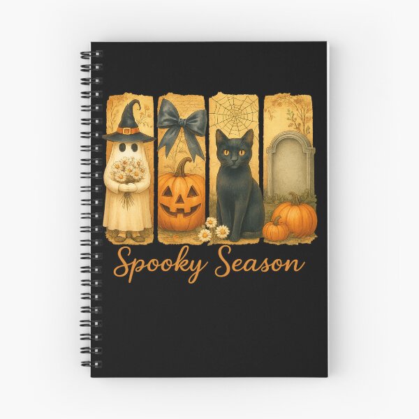 Item preview, Temporada espeluznante de Halloween vintage, lindo fantasma floral, calabazas frescas de granja de otoño, diseño de gato negro designed and sold by LuxeGraphix.