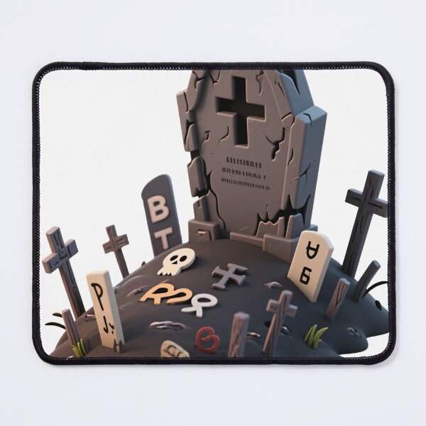 Item preview, Cartoon graveyard scene with cracked tombstone, symbolic letters, and spooky decorations isolated on transparent background for festive Halloween designs and children’s educational graphics designed and sold by Mimoshi ⭐⭐⭐⭐⭐.