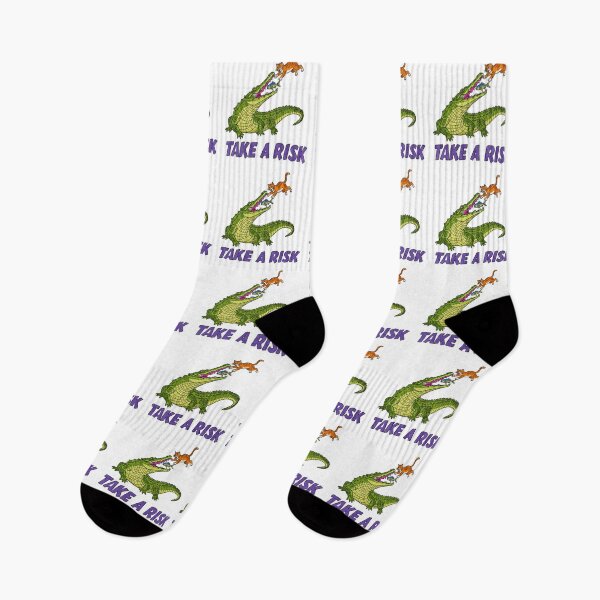 Item preview, Take a Risk Crocodile  and cat Motivational  designed and sold by TeeARTHY.