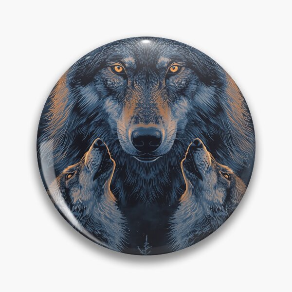 Item preview, Three Wolves and Full Moon – Retro Airbrush Animal Art designed and sold by JOOOWW.