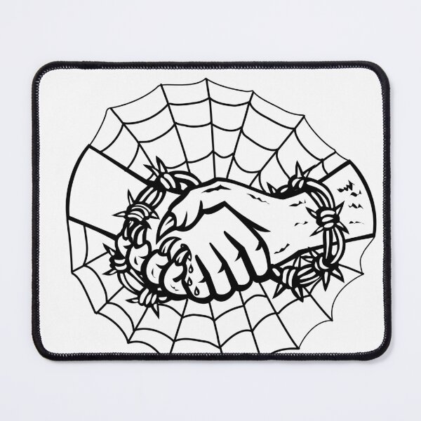 Item preview, Man and Devil Handshake With Barbed Wire and Cobweb Retro designed and sold by patrimonio.