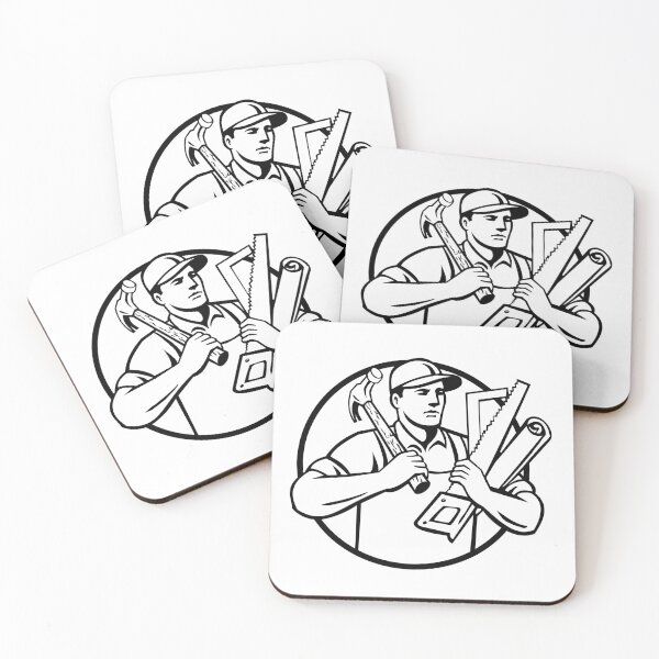 Item preview, Handyman Tradesman Repairman Carpenter with Tools Mascot Retro designed and sold by patrimonio.