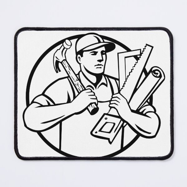 Item preview, Handyman Tradesman Repairman Carpenter with Tools Mascot Retro designed and sold by patrimonio.
