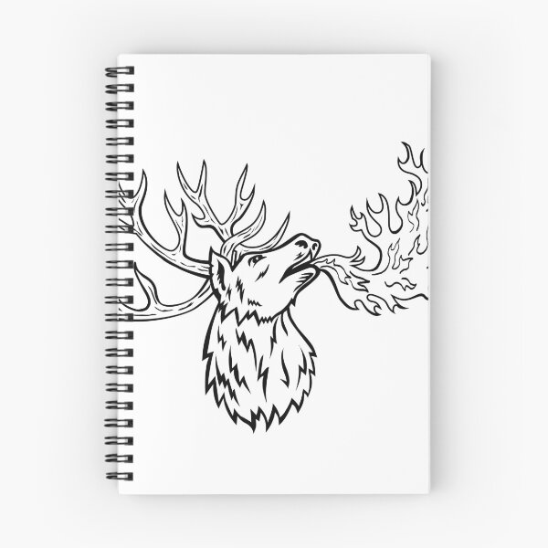 Item preview, Red Deer or Cervus Elaphus Stag Breathing Fire Mascot Retro designed and sold by patrimonio.