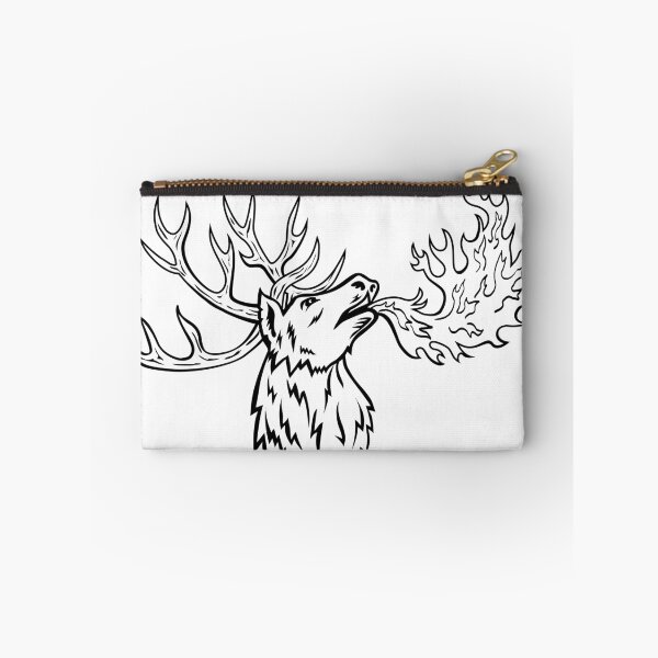 Item preview, Red Deer or Cervus Elaphus Stag Breathing Fire Mascot Retro designed and sold by patrimonio.