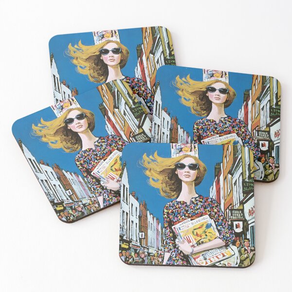 Item preview, Strut with Style - Fashionable Woman with Magazines in a Bustling Urban Scene designed and sold by OlfactoART Studio.