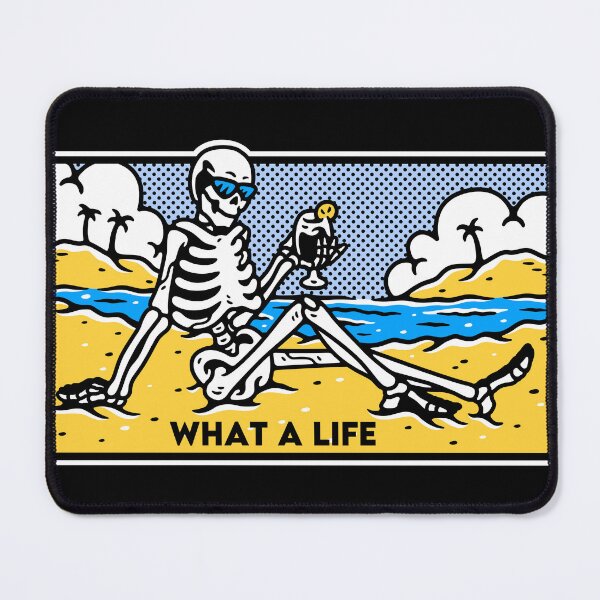 Item preview, What A Life Skeleton On Beach With Cocktail designed and sold by MouseDeSigns.