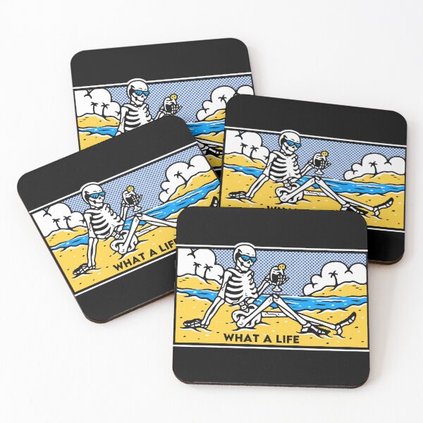 Item preview, What A Life Skeleton On Beach With Cocktail designed and sold by MouseDeSigns.