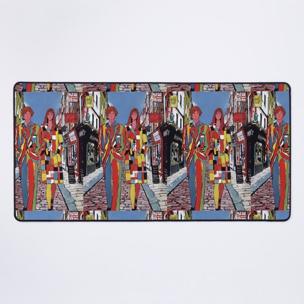 Item preview, Strolling in Color - Artistic Couple Walking a Vibrant Cobblestone Street London Vibes Digital AI Art designed and sold by OlfactoART Studio.