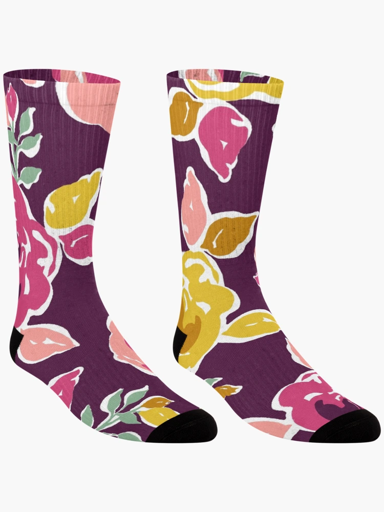 Thumbnail 3 of 5, Socks, Multi Color Roses Pattern designed and sold by Steve Haskamp.