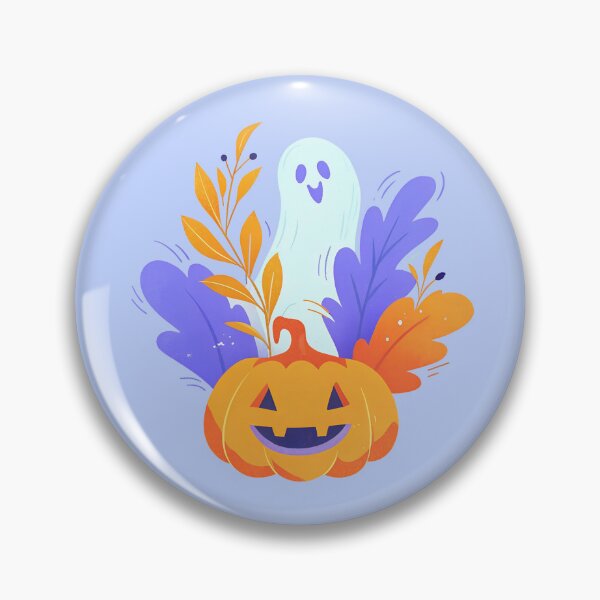 Item preview, Spooky Pumpkin & Friendly Ghost – Modern Halloween Night Art designed and sold by enly shop.