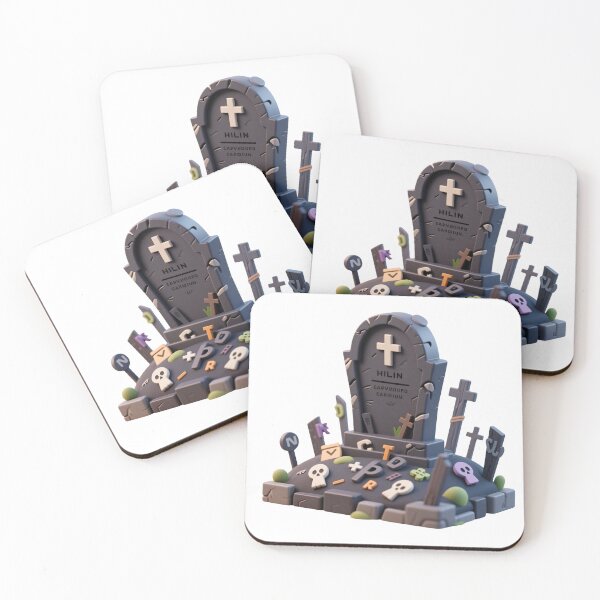 Item preview, Playful cartoon Halloween graveyard scene with symbolic tombstones, mysterious letters, and skull decorations isolated on transparent background for festive children’s design and spooky educationa designed and sold by Mimoshi ⭐⭐⭐⭐⭐.