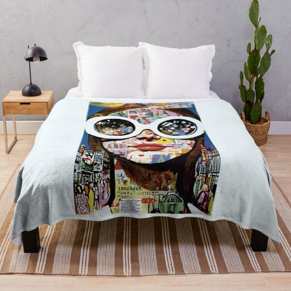 Item preview, Rule the Mod Scene- Bold Woman in White Sunglasses Amid Swinging Sixties London Collage designed and sold by OlfactoART Studio.