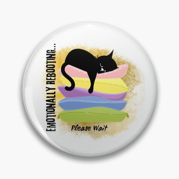 Item preview, Please Wait… Emotionally Rebooting – Sleepy Cat Quote designed and sold by Vivaro.