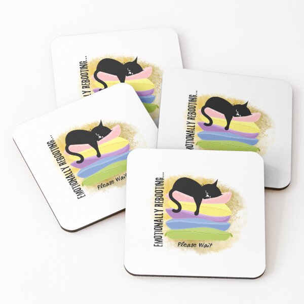 Item preview, Please Wait… Emotionally Rebooting – Sleepy Cat Quote designed and sold by Vivaro.