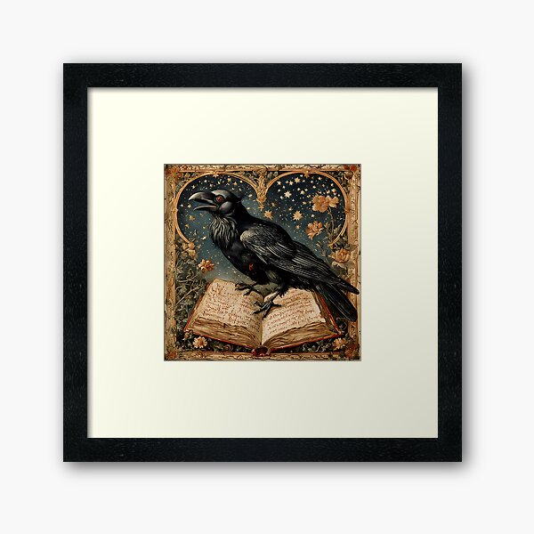 Aperçu de l'œuvre Le corbeau noir avec un livre ancien. créée et vendue par Natalia-Vlad.