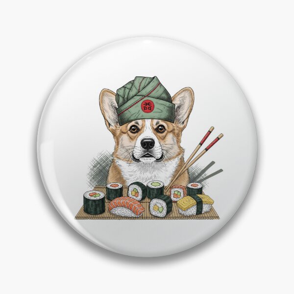 Item preview, Sushi Chef Corgi — Adorable Dog with Chef Cap, Surrounded by Vector Sushi Rolls  designed and sold by zoughlal.