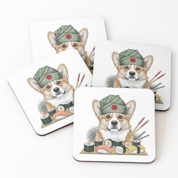 Item preview, Sushi Chef Corgi — Adorable Dog with Chef Cap, Surrounded by Vector Sushi Rolls  designed and sold by zoughlal.