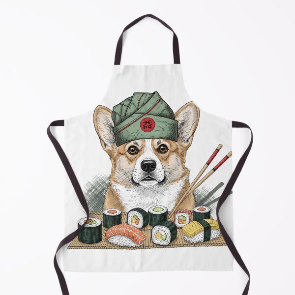 Item preview, Sushi Chef Corgi — Adorable Dog with Chef Cap, Surrounded by Vector Sushi Rolls  designed and sold by zoughlal.