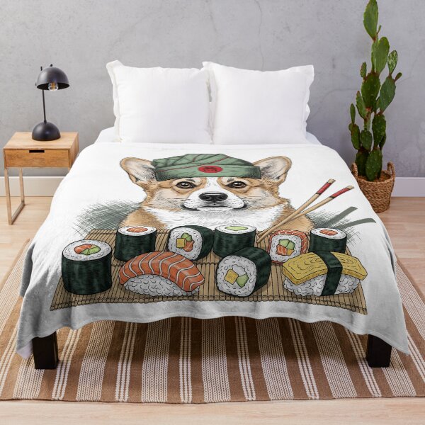 Item preview, Sushi Chef Corgi — Adorable Dog with Chef Cap, Surrounded by Vector Sushi Rolls  designed and sold by zoughlal.