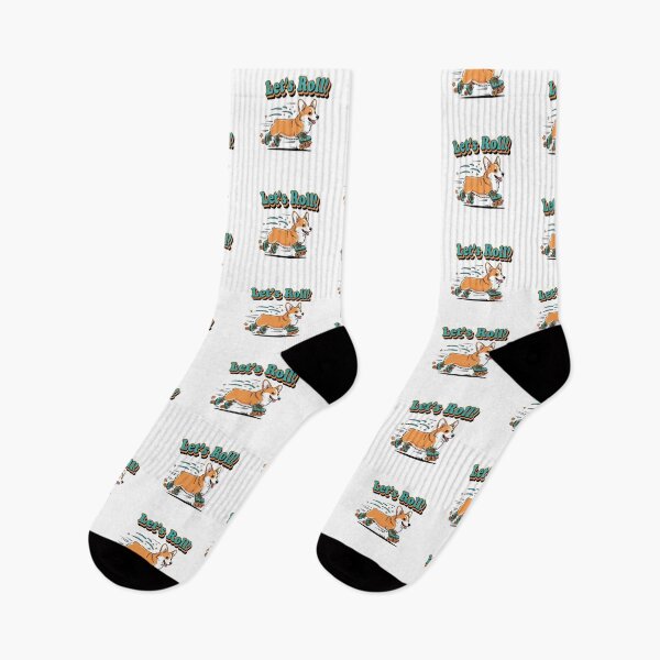 Item preview, Vintage Roller Skate Corgi — Playful Pup with Retro Quad Skates and Striped Socks  designed and sold by zoughlal.