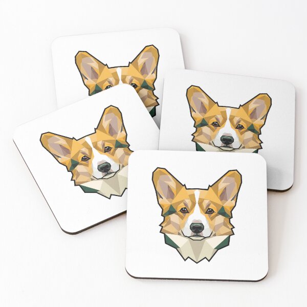 Item preview, Geometric Mosaic Corgi — Polygonal Canine Head in Mustard, Green, Cream Tones  designed and sold by zoughlal.