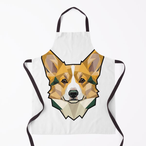 Artikelvorschau, Geometrischer Mosaik-Corgi – Polygonaler Hundekopf in Senf-, Grün- und Cremetönen entworfen und verkauft von zoughlal.