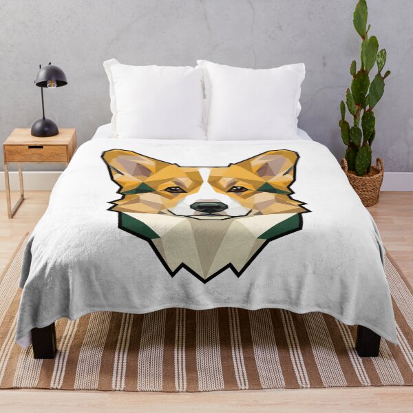 Item preview, Geometric Mosaic Corgi — Polygonal Canine Head in Mustard, Green, Cream Tones designed and sold by zoughlal.