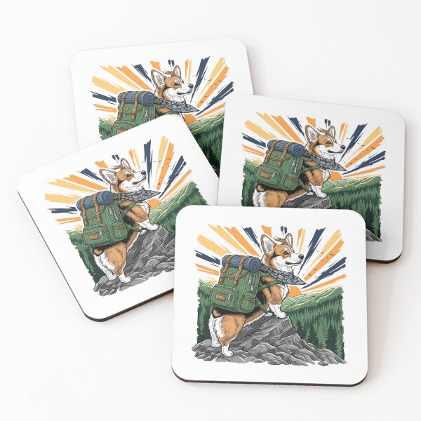 Item preview, Mountain Explorer Corgi — Adventure Dog with Bandana and Vintage Hiking Gear  designed and sold by zoughlal.