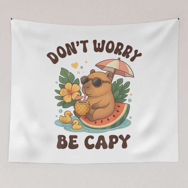 Item preview, Retro Rodent Capybara Dont Be Worry Be Cappy Funny Saying designed and sold by BASKF.