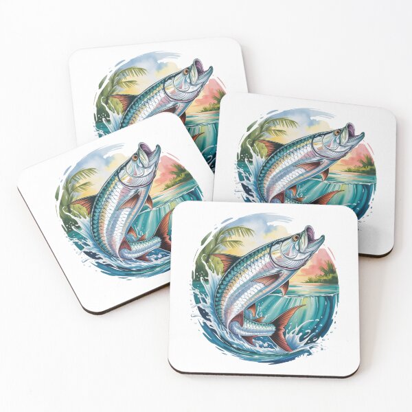 Item preview, Legendary Tarpon Leaping at Sunset – Sport Fishing Design designed and sold by FusiTink.