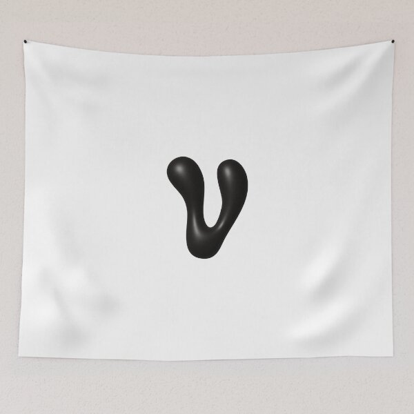 Item preview, Glossy Black Blob Letter V 3D Typography Art designed and sold by uncoXab.