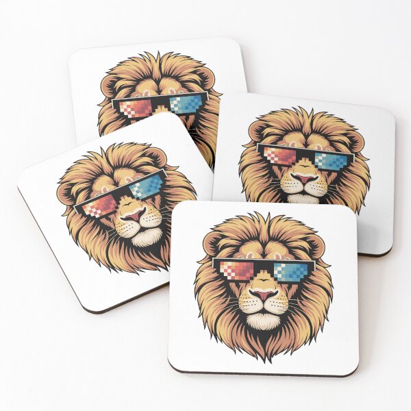 Item preview, Cool Lion With Pixel Sunglasses and Bold Mane in Retro Vaporwave Style for Big Cat Fans designed and sold by EidosEmporiium.