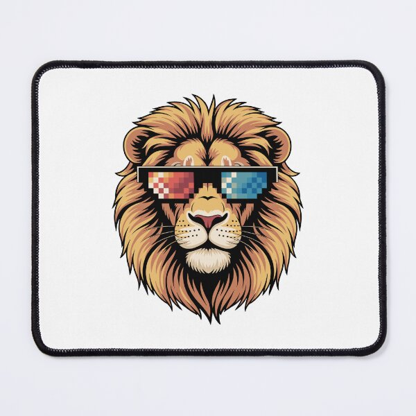 Item preview, Cool Lion With Pixel Sunglasses and Bold Mane in Retro Vaporwave Style for Big Cat Fans designed and sold by EidosEmporiium.