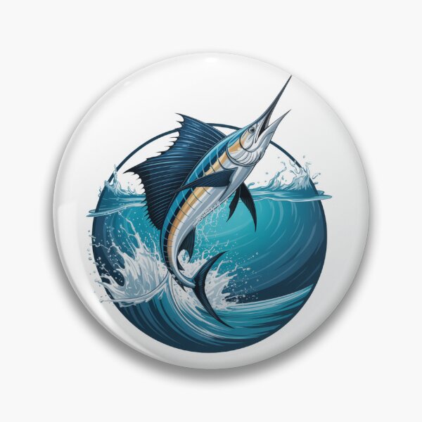 Item preview, Blue Marlin in Full Jump – Epic Ocean Fishing Design designed and sold by FusiTink.