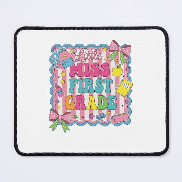 Artikelvorschau, Little Miss First Grade Back to School Design with Pencils, Bows, and Colorful School Supplies entworfen und verkauft von EidosEmporiium.