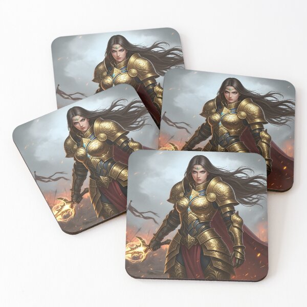 Item preview, A fantasy warrior woman in elaborate golden armor designed and sold by AdminX1100.