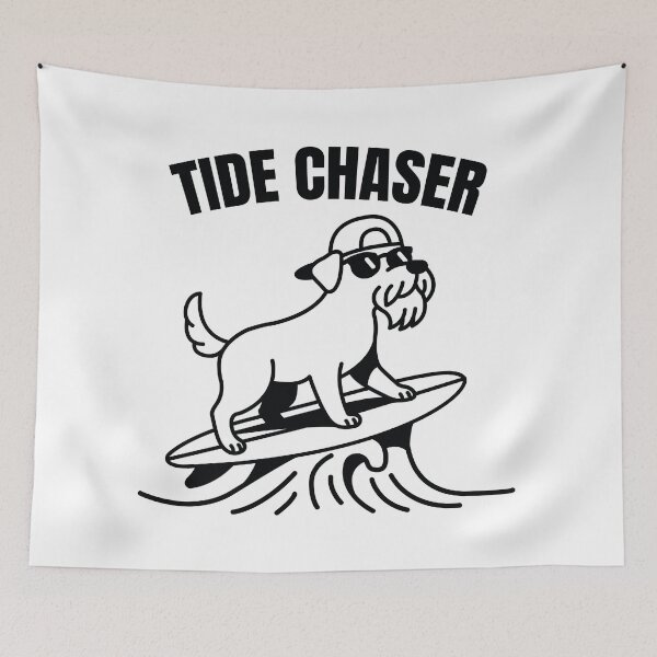 Item preview, Surf’s Pup - Cool Dog Schnauzer Catching Waves designed and sold by CurlyDude.