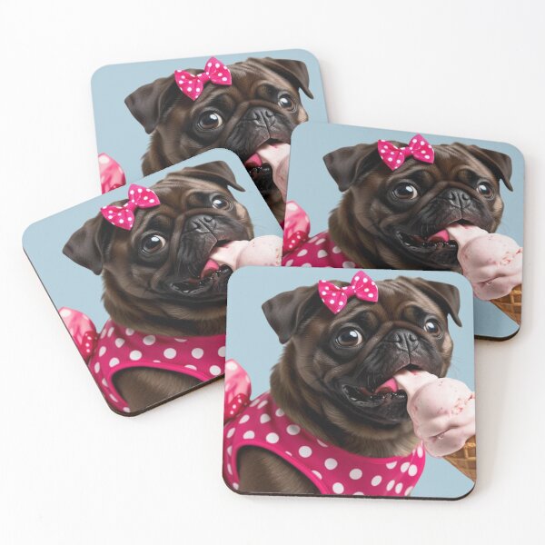Item preview, Pug eats strawberry ice cream designed and sold by MitMopsundHerz Rosinchens_Welt.