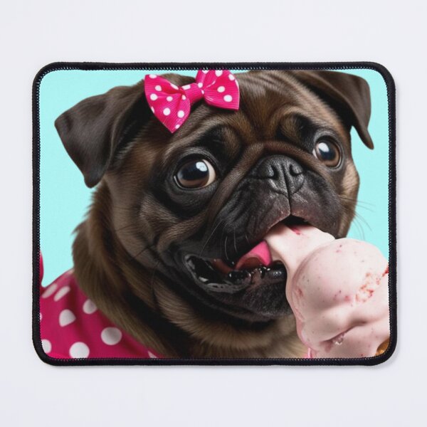 Item preview, Pug eats strawberry ice cream designed and sold by MitMopsundHerz Rosinchens_Welt.