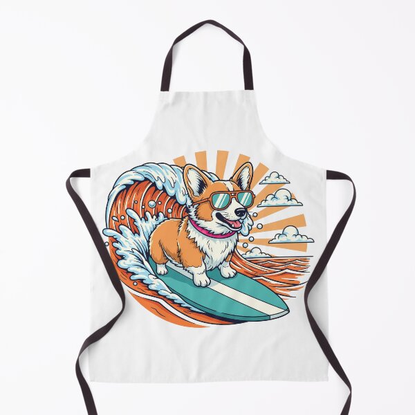 Item preview, Surf’s Up Corgi — Dynamic Dog Surfing Teal Board on Vivid Orange Wave  designed and sold by zoughlal.