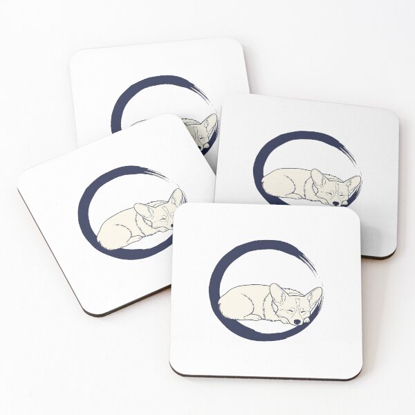 Item preview, Minimal Zen Circle Corgi — Serenity Dog Curled Within Navy Blue Enso Brush Stroke  designed and sold by zoughlal.