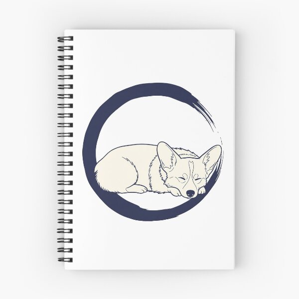 Item preview, Minimal Zen Circle Corgi — Serenity Dog Curled Within Navy Blue Enso Brush Stroke  designed and sold by zoughlal.