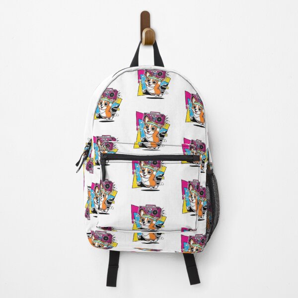 Item preview, Chibi Retro Corgi — Playful Cartoon Dog with Neon Sweatband and Magenta Boombox  designed and sold by zoughlal.