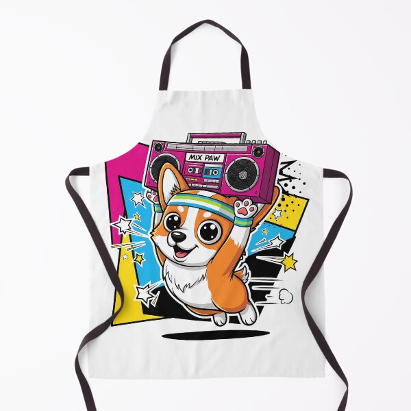 Item preview, Chibi Retro Corgi — Playful Cartoon Dog with Neon Sweatband and Magenta Boombox  designed and sold by zoughlal.