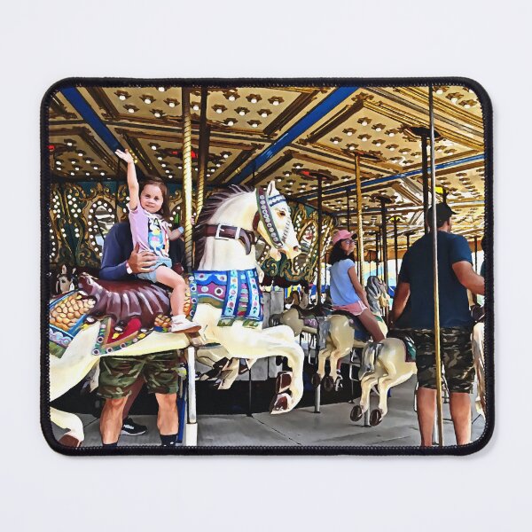 Item preview, Little Girl Waving Hi From Carousel designed and sold by Susan Savad.