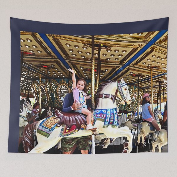 Item preview, Little Girl Waving Hi From Carousel designed and sold by Susan Savad.