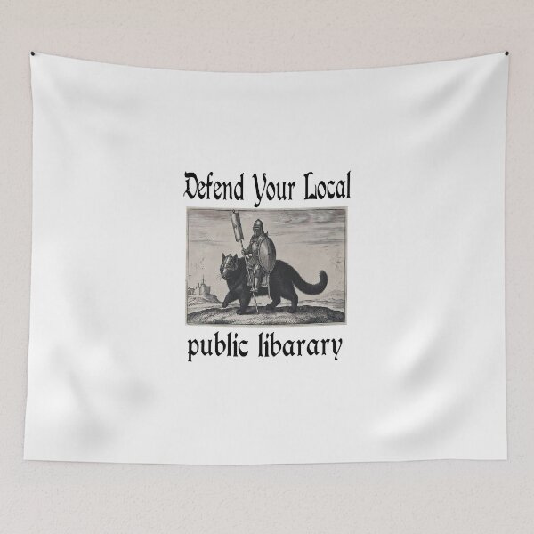 Item preview, Defend Your Local Public Library Funny Cat Knight Cats designed and sold by modoodles357.